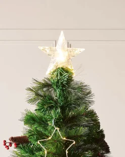 WeRChristmas Fibre Optic Christmas Trees|Pre Lit Christmas Trees^Pre-Lit Mixed Pine Fibre Optic Christmas Tree With LED Stars, 7 Ft