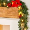 WeRChristmas Decorated Garlands|Pre Lit Garlands^Pre-Lit Multi-Function Decorated Garland, Red/Gold, 9 Ft