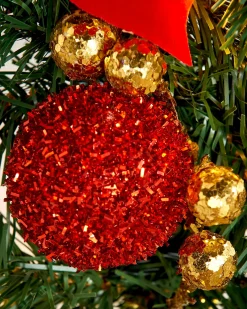 WeRChristmas Decorated Garlands|Pre Lit Garlands^Pre-Lit Multi-Function Decorated Garland, Red/Gold, 9 Ft