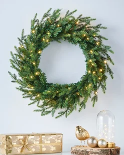 WeRChristmas Decorated Wreaths|Pre Lit Wreaths^Pre-Lit Multi-Function Douglas Fir Wreath, 60 Cm
