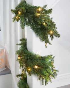 WeRChristmas Plain Garlands|Pre Lit Garlands^Pre-Lit Multi-Function Douglas Fir Garland, 9 Ft