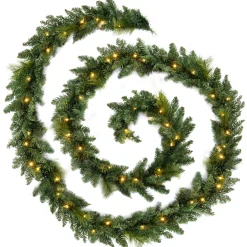 WeRChristmas Pre Lit Garlands^Pre-Lit Multi-Function Garland, 12 Ft