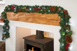 WeRChristmas Decorated Garlands|Pre Lit Garlands^Pre-Lit Natural Decorated Garland, Pinecones & Berries, 9 Ft