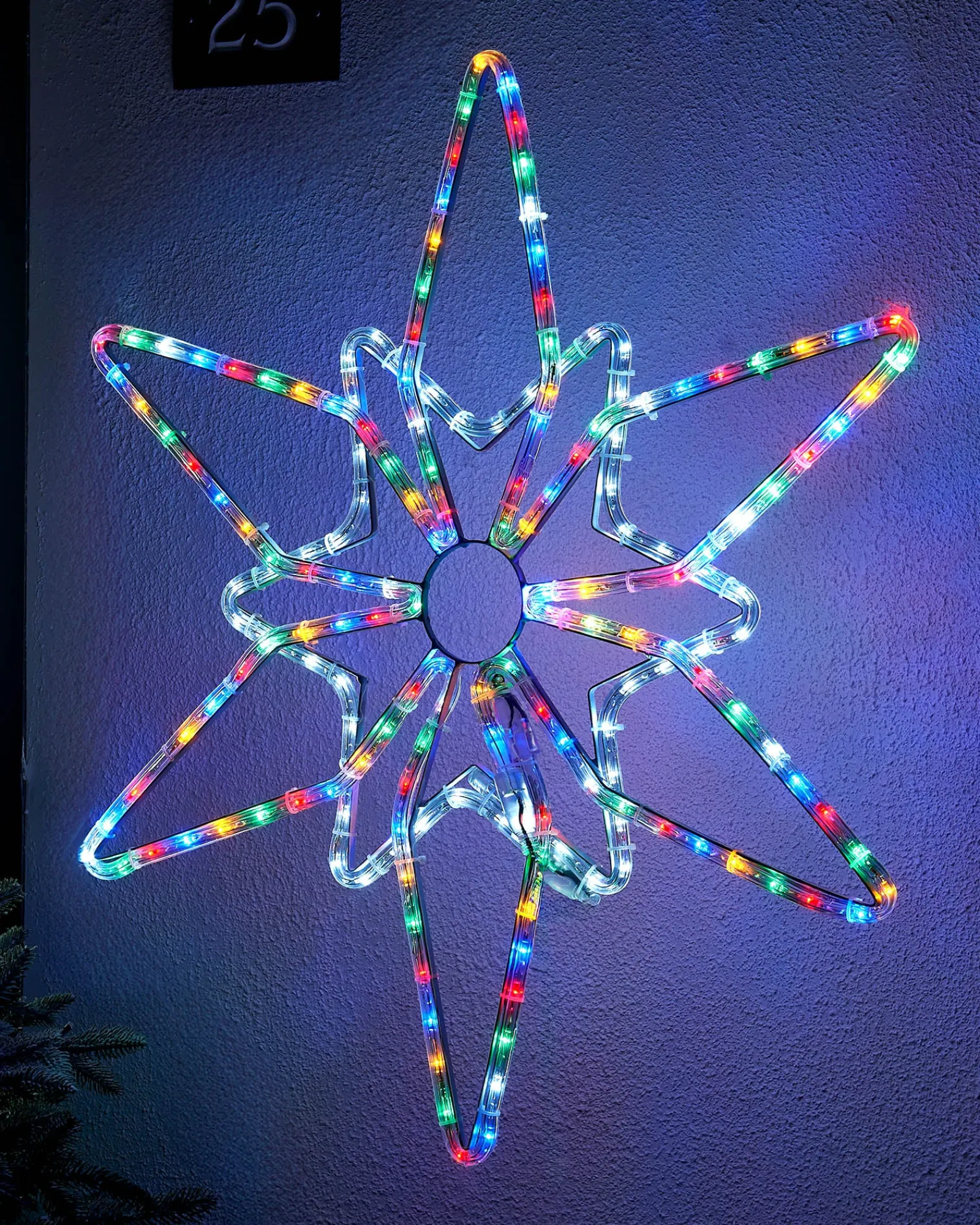 WeRChristmas Festive Star, Snowflake & Sign Lights^Pre-Lit Northern Star Rope Light Silhouette, Multi-Colour, 64 Cm
