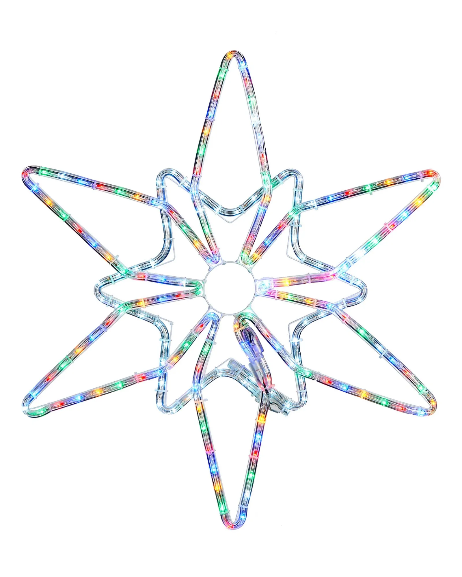WeRChristmas Festive Star, Snowflake & Sign Lights^Pre-Lit Northern Star Rope Light Silhouette, Multi-Colour, 64 Cm