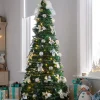 WeRChristmas Budget Christmas Trees|Pre Lit Christmas Trees^Pre-Lit Pop-Up Decorated Christmas Tree, White, 6 Ft