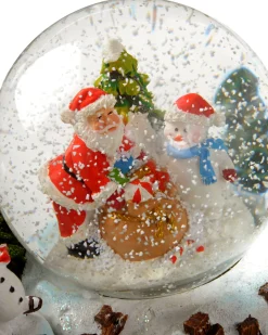 WeRChristmas Table Decorations^Pre-Lit Santa & Snowman Snow Globe, 20 Cm