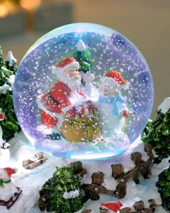 WeRChristmas Table Decorations^Pre-Lit Santa & Snowman Snow Globe, 20 Cm
