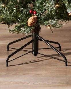 WeRChristmas Snow Flocked Christmas Trees|Pre Lit Christmas Trees^Pre-Lit Scandinavian Spruce Pinecones & Berries Christmas Tree, 9 Ft