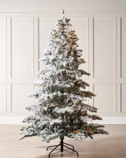WeRChristmas Snow Flocked Christmas Trees|Pre Lit Christmas Trees^Pre-Lit Snow Flocked Alpine Christmas Tree, 7 Ft