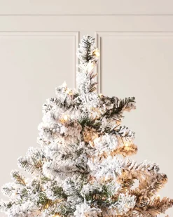 WeRChristmas Snow Flocked Christmas Trees|Pre Lit Christmas Trees^Pre-Lit Snow Flocked Alpine Christmas Tree, 7 Ft