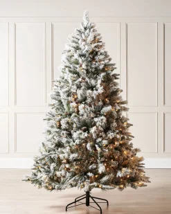 WeRChristmas Snow Flocked Christmas Trees|Pre Lit Christmas Trees^Pre-Lit Snow Flocked Mixed Pine Christmas Tree, 7 Ft