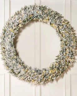 WeRChristmas Extra Large Wreaths|Decorated Wreaths^Pre-Lit Snow Flocked Natural Fir Majestic Wreath, 1.5 M