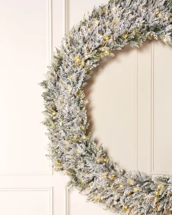 WeRChristmas Extra Large Wreaths|Decorated Wreaths^Pre-Lit Snow Flocked Natural Fir Majestic Wreath, 1.5 M