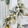 WeRChristmas Extra Large Garlands|Snow Flocked Garlands^Pre-Lit Snow Flocked Natural Fir Garland, 18 Ft