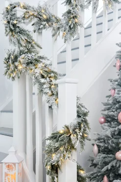 WeRChristmas Extra Large Garlands|Snow Flocked Garlands^Pre-Lit Snow Flocked Natural Fir Garland, 18 Ft