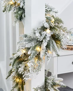 WeRChristmas Extra Large Garlands|Snow Flocked Garlands^Pre-Lit Snow Flocked Natural Fir Garland, 18 Ft
