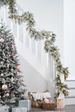 WeRChristmas Extra Large Garlands|Snow Flocked Garlands^Pre-Lit Snow Flocked Natural Fir Garland, 18 Ft