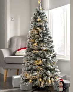 WeRChristmas Budget Christmas Trees|Snow Flocked Christmas Trees^Pre-Lit Snow Flocked Pop-Up Christmas Tree, 5 Ft