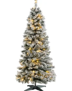WeRChristmas Budget Christmas Trees|Snow Flocked Christmas Trees^Pre-Lit Snow Flocked Pop-Up Christmas Tree, 6 Ft