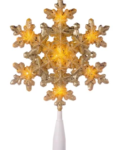 WeRChristmas Tree Toppers^Pre-Lit Snowflake Christmas Tree Topper, Gold, 29 Cm