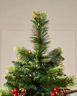 WeRChristmas Pre Lit Christmas Trees^Pre-Lit Victorian Mixed Tip Berries & Pinecones Christmas Tree, 7 Ft