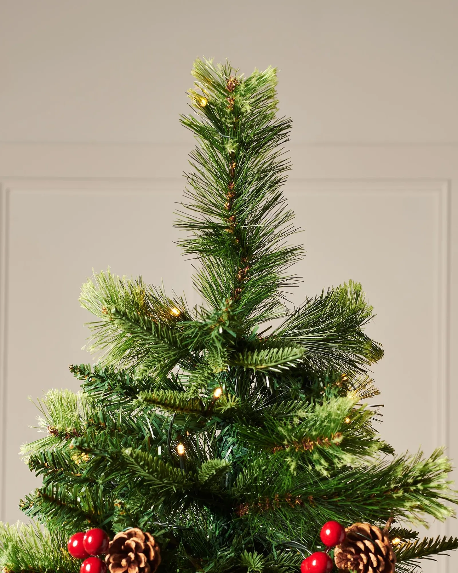 WeRChristmas Pre Lit Christmas Trees^Pre-Lit Victorian Mixed Tip Berries & Pinecones Christmas Tree, 7 Ft
