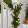 WeRChristmas Plain Garlands|Pre Lit Garlands^Pre-Lit Warm White LEDs Garland, 9 Ft