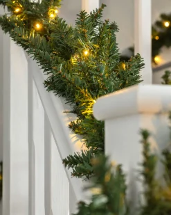 WeRChristmas Plain Garlands|Pre Lit Garlands^Pre-Lit Warm White LEDs Garland, 9 Ft