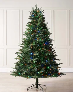 WeRChristmas Premium Christmas Trees|Pre Lit Christmas Trees^Pre-Lit Windsor Fir Christmas Tree, Dual Multi Colour, 6 Ft