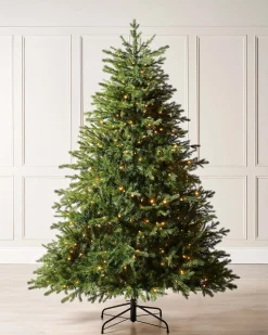 WeRChristmas Premium Christmas Trees|Pre Lit Christmas Trees^Pre-Lit Windsor Fir Christmas Tree, Dual Warm White, 8 Ft