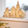 WeRChristmas Table Decorations^Pre-Lit Wooden Church Scene, 28 Cm