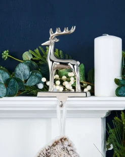 WeRChristmas Novelty^Reindeer Stocking Holder, Silver, 20 Cm