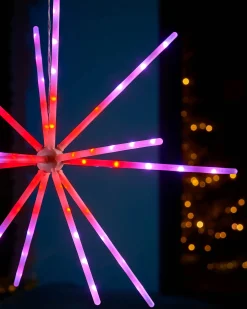 WeRChristmas Festive Star, Snowflake & Sign Lights^RGB LED Hanging Starburst Decoration, 56 Cm