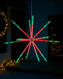 WeRChristmas Festive Star, Snowflake & Sign Lights^RGB LED Hanging Starburst Decoration, 56 Cm