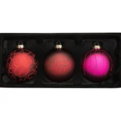WeRChristmas Glass Baubles^Ruby Glass Baubles, 3 Pack, 10 Cm