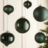 WeRChristmas Glass Baubles^Sage Green Glass Baubles, 6 Pack, 10 Cm