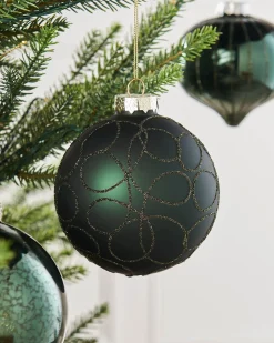 WeRChristmas Glass Baubles^Sage Green Glass Baubles, 6 Pack, 10 Cm