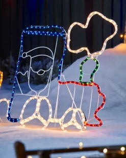 WeRChristmas Christmas Characters^Santa And Train Rope Light Silhouette, 200 Cm