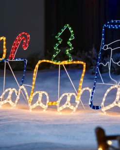 WeRChristmas Christmas Characters^Santa And Train Rope Light Silhouette, 200 Cm