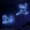 WeRChristmas Outdoor Lighted Reindeer^Santa Sleigh With Reindeer Rope Light Silhouette, 60 Cm