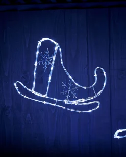 WeRChristmas Outdoor Lighted Reindeer^Santa Sleigh With Reindeer Rope Light Silhouette, 60 Cm