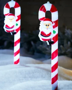 WeRChristmas Pathway Lights^Set Of 3 Candy Cane Pathway Stake Lights, 60 Cm