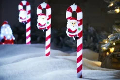 WeRChristmas Pathway Lights^Set Of 3 Candy Cane Pathway Stake Lights, 60 Cm