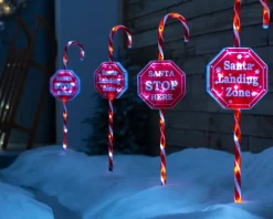 WeRChristmas Pathway Lights^Set Of 4 Candy Cane Pathway Stake Lights, 80 Cm