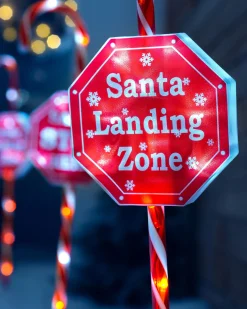 WeRChristmas Pathway Lights^Set Of 4 Candy Cane Pathway Stake Lights, 80 Cm