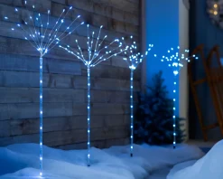 WeRChristmas Festive Star, Snowflake & Sign Lights|Pathway Lights^Set Of 4 Firework Pathway Stake Lights, 96 Cm