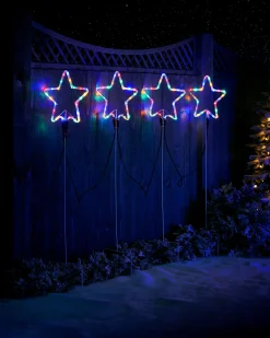 WeRChristmas Festive Star, Snowflake & Sign Lights|Pathway Lights^Set Of 4 Flashing Star Rope Light Silhouette, 120 Cm