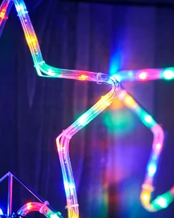 WeRChristmas Festive Star, Snowflake & Sign Lights|Pathway Lights^Set Of 4 Flashing Star Rope Light Silhouette, 120 Cm