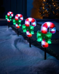 WeRChristmas Pathway Lights^Set Of 4 Pre-Lit Candy Cane Pathway Lights, 24 Cm